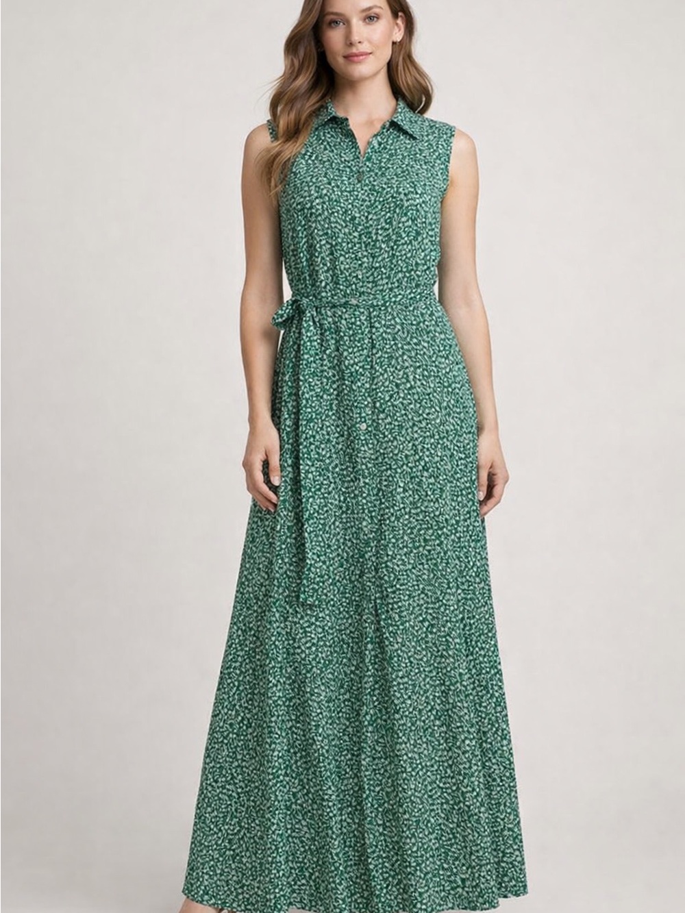 croft & barrow Green Printed Sleeveless Maxi Dress